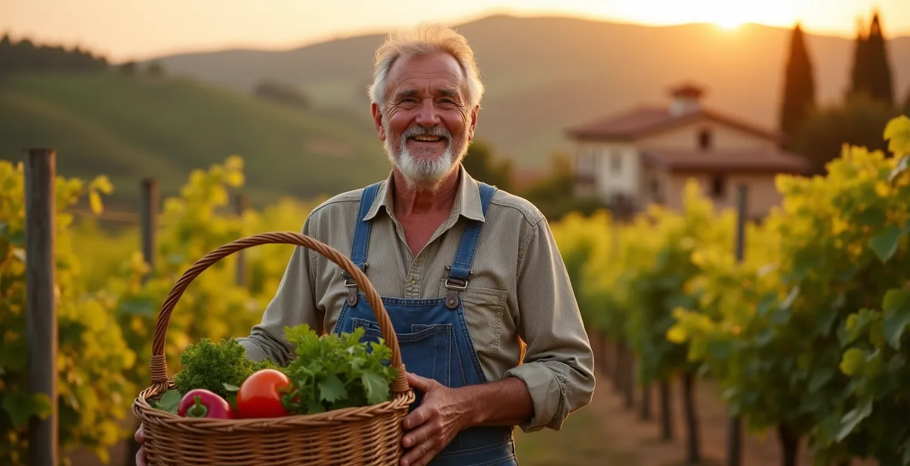 Vista divisa tra agriturismo biologico nelle colline e appartamento nel centro storico di un borgo