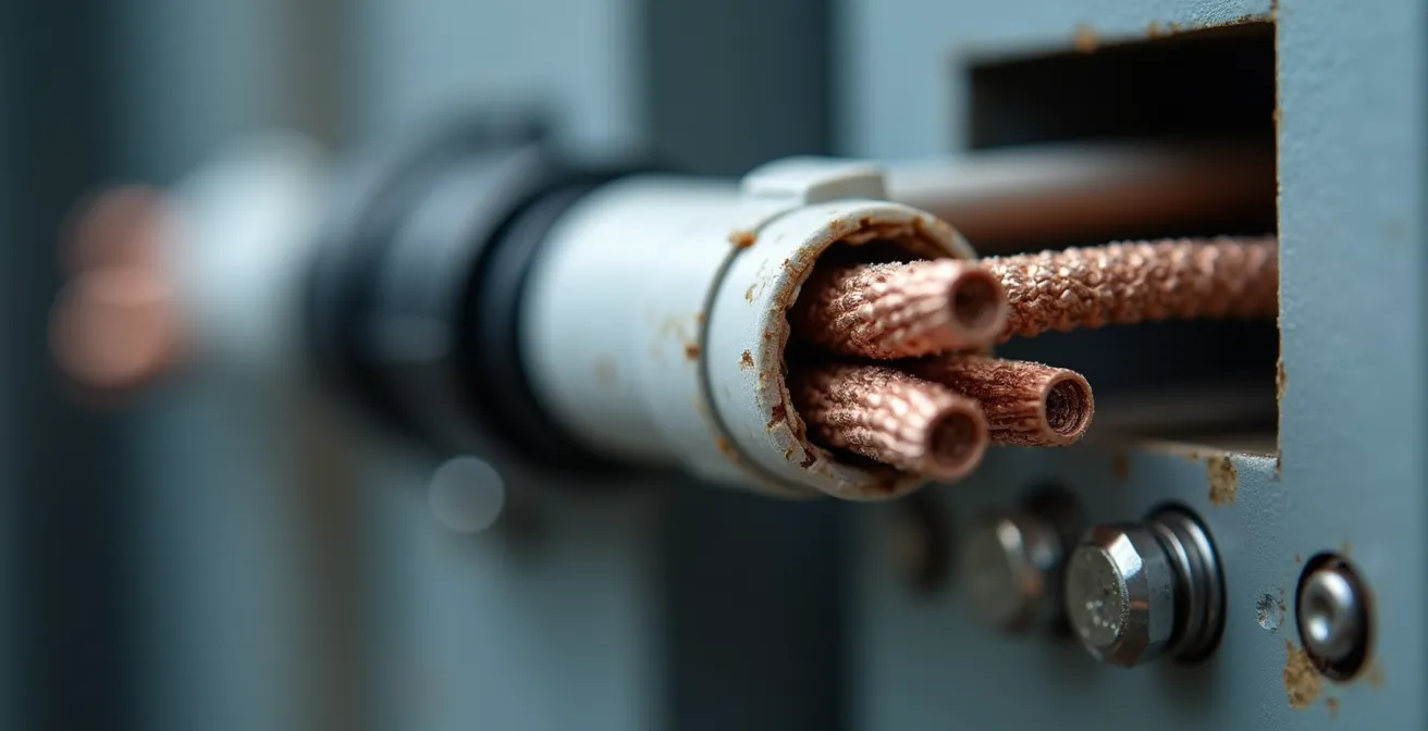 Vista ravvicinata di pinze amperometriche installate su cavi elettrici nel quadro