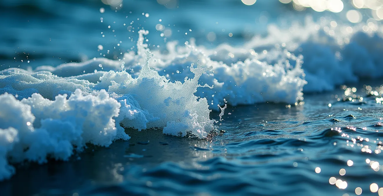 Mare mosso con onde create dal vento Meltemi nelle Cicladi greche
